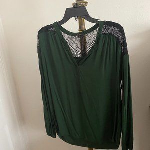 Ella Moss Green Blouse with Lace Detail